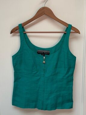 Ellen Tracy Teal Tank Top with Front Zip